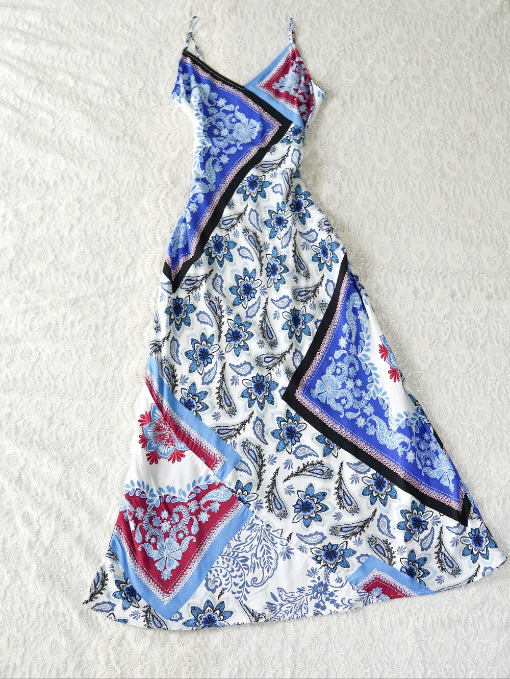 LOFT NWT Blue Floral Paisley Maxi Slip Dress Size 00P